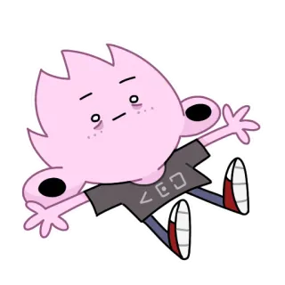 😐 cartoon, character, pink, sleepy, illustration telegram sticker