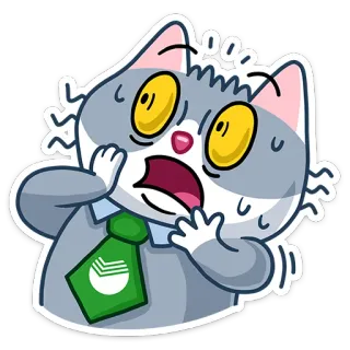 😲 kot, przestraszony, wystraszony, krawat, zszokowany, zwierzę telegram sticker