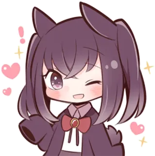 😉 Anime, Kawaii, Katzenmädchen, Chibi, Süß, Zwinkern telegram sticker