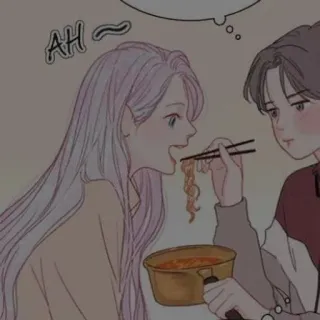 🖤 AH~ ăn, mì, tình yêu, cặp đôi, lãng mạn, anime, kawaii telegram sticker