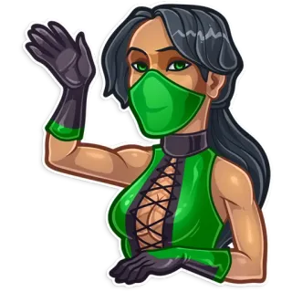 👋 Jade Mortal Kombat vechter, vrouw, vechtsport, videogame, masker telegram sticker