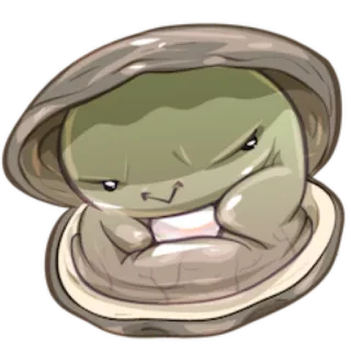 😕 palourde, dessin animé, coquille, mignon, personnage telegram sticker