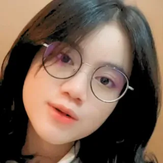 🍢 女性, 女の子, 顔, メガネ, ポートレート telegram sticker