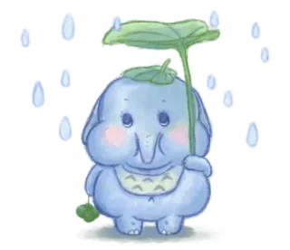 🍯 Elefant, Regen, süß, Cartoon, Tier, Baby telegram sticker