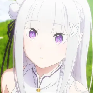 🦕 Emilia Re:Zero anime, cute, girl, Emilia, Re:Zero, white hair, purple eyes telegram sticker