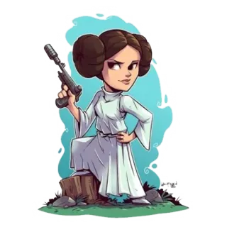 🔫 Leia Organa Star Wars 레아 공주, 스타워즈, 총, 과학 소설, 영화, 캐릭터, 반군 telegram sticker