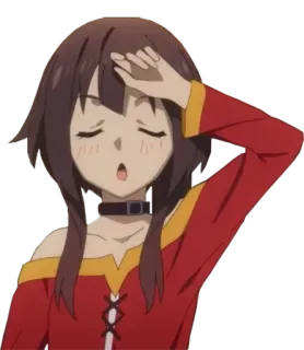 😌 Megumin Konosuba аниме, Мегумин, Konosuba, уставший, смущенный telegram sticker