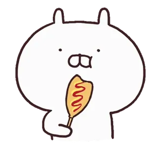 🍡 rabbit, eating, corn dog, ketchup, cute, food telegram sticker