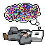 ✨ 픽셀 아트, 잠자는, 꿈꾸는, 남자, 픽셀, 말풍선 telegram sticker