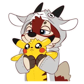 💤 Furry, Anime, Dibujos animados, Pikachu, Peluche, Animal, Lindo telegram sticker