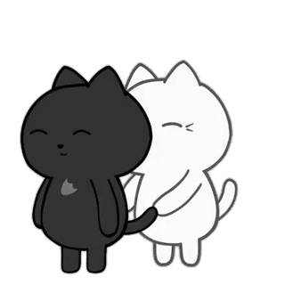 ☺️ kat, dier, schattig, huisdier, kawaii, zwarte kat, witte kat telegram sticker