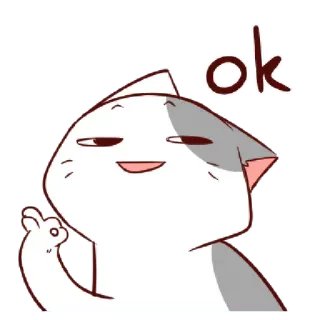 👌 ok cat, ok, approval, agreement, cute, cartoon telegram sticker