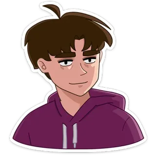 🙂 สติกเกอร์, การ์ตูน, ผู้ชาย, เสื้อมีฮู้ด, ตัวละคร telegram sticker