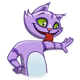😛 Katze, Cartoon, Tier, Lila, winkend, Zunge raus whatsapp sticker