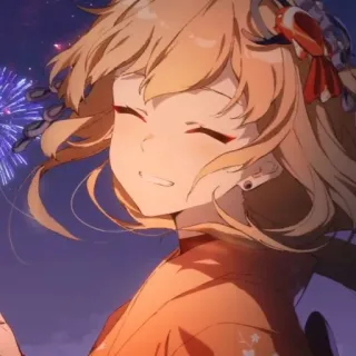 🎆 Yoimiya Genshin Impact Anime, Genshin Impact, Yoimiya, Personaje, Sonrisa, Fuegos artificiales whatsapp sticker