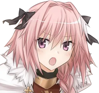 😕 Astolfo Fate/Apocrypha Anime, Mangá, Personagem, Cabelo rosa, Trap telegram sticker