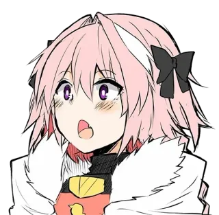😳 Astolfo anime, manga, pink hair, cute, shocked, blush telegram sticker