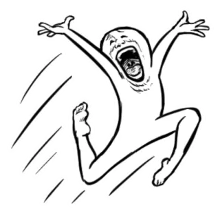 💃 กรีดร้อง, วิ่ง, การ์ตูน, สีหน้า, อารมณ์, สีขาว telegram sticker
