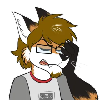 😒 Фурри, Антропоморфный, Лиса, Мультфильм, Очки, Видеоигра telegram sticker