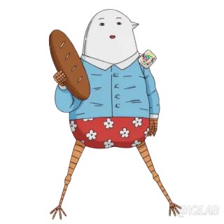 🐦 @Y2LAB cartoon, character, sticker, bread, bird telegram sticker