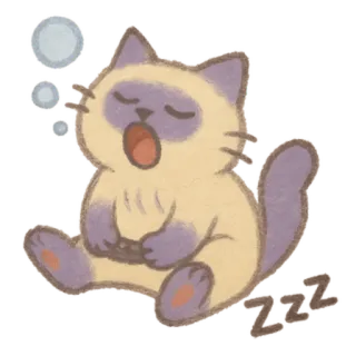 🐈‍⬛ ZZZ chat, dormir, bâillement, sommeil, siamois whatsapp sticker