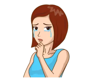 😥 femme, pleurer, triste, larmes, émotionnel, dessin animé telegram sticker