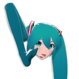 ✋ Hatsune Miku Anime, Vocaloid, Musik, Digitale Kunst, Süß, Weiblich, Blaue Haare telegram sticker