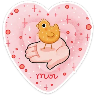 ⭐ мы ptak, kurczak, ręka, słodki, serce telegram sticker