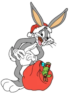 🎅 Bugs Bunny navidad, vacaciones, dibujos animados, conejo, conejo, regalo, regalo telegram sticker