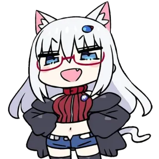 😈 anime, cartoon, cat, kawaii, cute, glasses telegram sticker