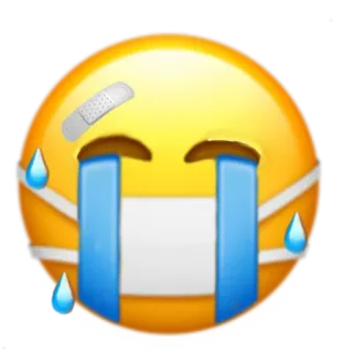 😷 이모지, 울음, 아픈, 의료, 마스크, 슬픈, 부상 whatsapp sticker