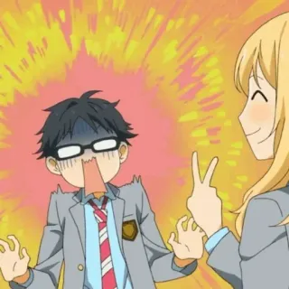 🥵 anime, character, peace sign, cartoon, cheerful telegram sticker