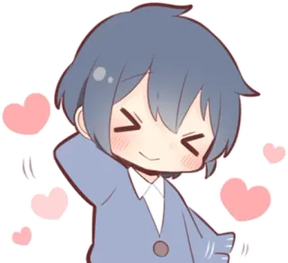😆 Аниме, Мультфильм, Чиби, Милый, Сердечки, Каваий, Улыбающийся telegram sticker