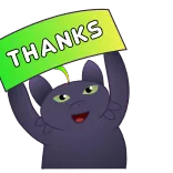 👌 THANKS gatto, grazie, cartello, cartone animato telegram sticker