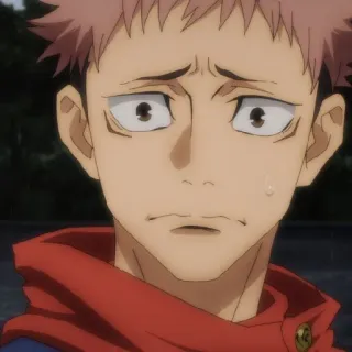 ☁️ Yuji Itadori Jujutsu Kaisen anime, triste, preocupado, Itadori, Jujutsu Kaisen telegram sticker