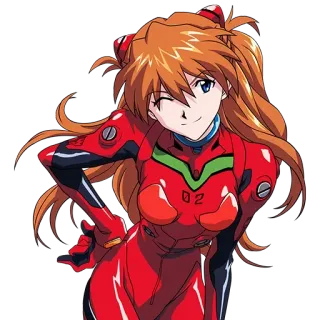 🤔 Asuka Langley Soryu Neon Genesis Evangelion 02 anime, character, orange hair, plugsuit, evangelion telegram sticker