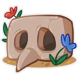 💀 마스크, 꽃, 자연, 만화, 일러스트, 장식 telegram sticker