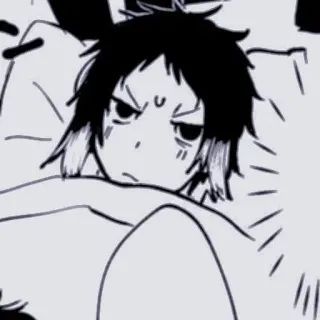 🧧 animé, manga, personnage, endormi, lit, humeur, expression telegram sticker