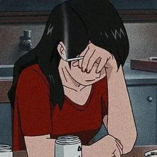 ❤️ アニメ, 女の子, 悲しい, 泣く, 疲れた, 感情的 telegram sticker
