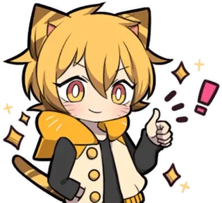 👍 anime, cat, cute, sparkles, thumbs up whatsapp sticker