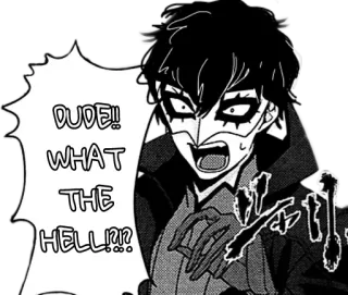 😱 DUDE!! WHAT THE HELL!!?? Joker, Sorpresa, Anime, Exclamación, Persona telegram sticker