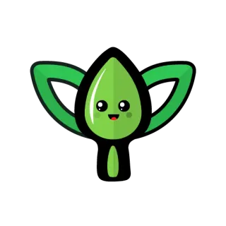 😀 planta, fofo, kawaii, verde, feliz telegram sticker