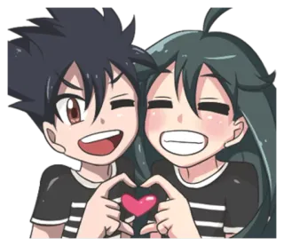 ❤ anime, love, heart, couple, cute telegram sticker