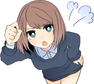 😠 аниме, девушка, гнев, мультфильм, персонаж, выражение whatsapp sticker