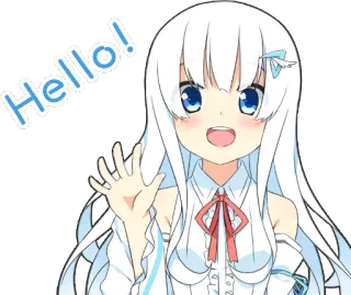 👋 Hello! สาวอนิเมะ, สวัสดี, โบกมือ, การ์ตูน, น่ารัก telegram sticker