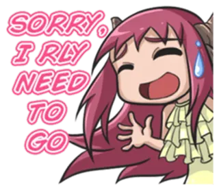 😅 SORRY, I RLY NEED TO GO อนิเมะ, ขอโทษ, ต้องไปแล้ว, ด่วน, การ์ตูน, น่ารัก telegram sticker