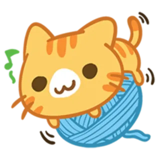 😊 猫, 子猫, 毛糸, 毛糸玉, 可愛い, かわいい, 動物, 遊び心 telegram sticker