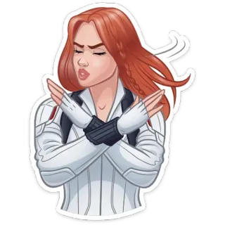 🙅‍♂️ Black Widow mujer, personaje, marvel, superhéroe, brazos cruzados, no, desaprobación telegram sticker