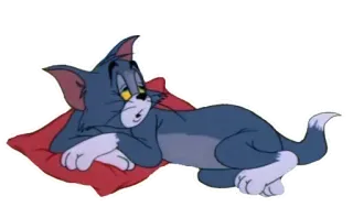✋️ Tom Cat Tom and Jerry dessin animé, chat, fatigué, paresseux, allongé, oreiller telegram sticker