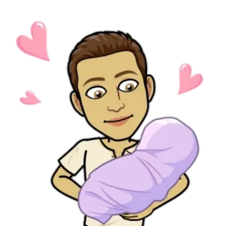 🙇‍♂ Dessin animé, Père, Bébé, Amour, Coeur, Famille, Parent telegram sticker
